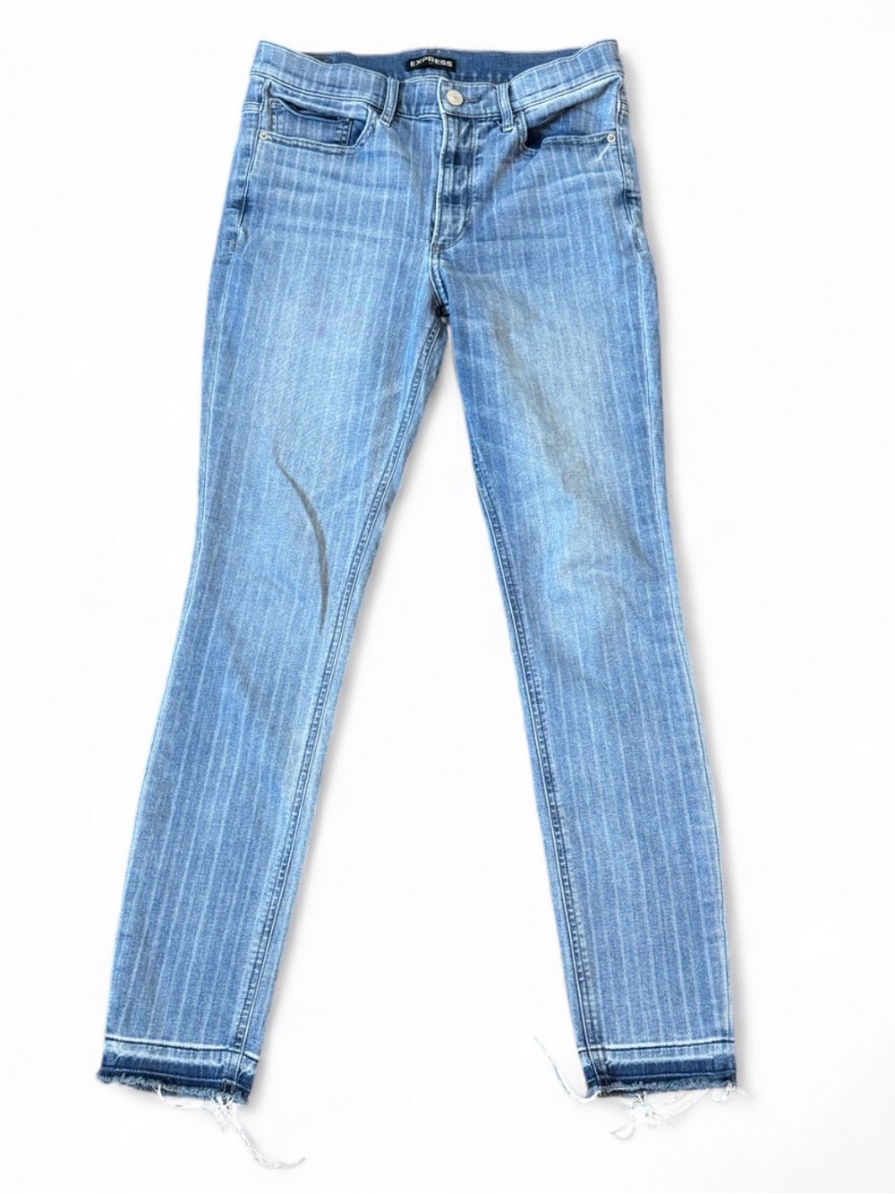 Express Light Blue Pinstripe Skinny Jeggings Size 10